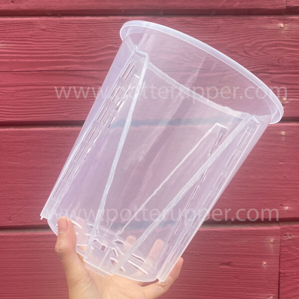 7" Clear Transparent Pots, with Side Vents, Anti-Spiral Pots for Houseplants