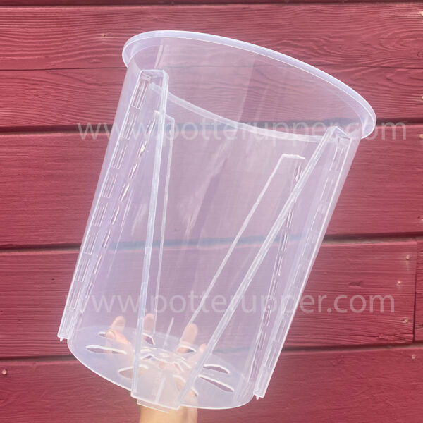 8" Clear Transparent Pots, with Side Vents, Anti-Spiral Pots for Plants